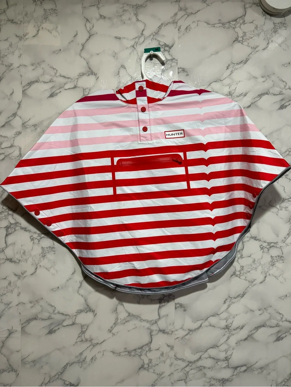 NEW Hunter Pink and Red Striped Hooded Rain Jacket 4T/5T